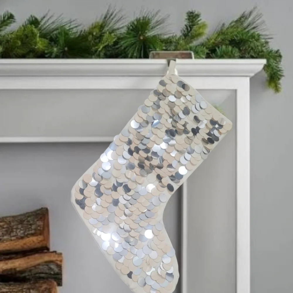 West Elm Sequins Hanging Christmas Stocking